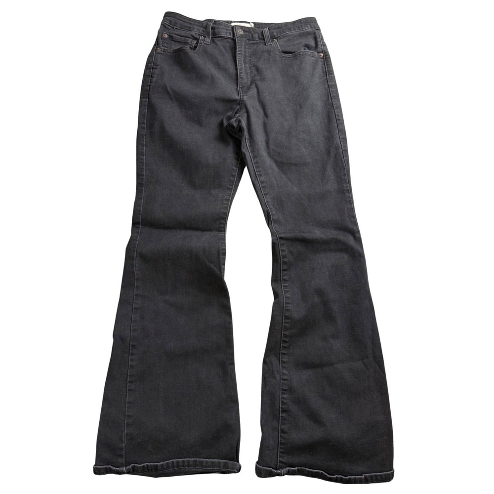 Levi's 726 Flare Jeans Women Size 30" Faded Black High Rise Stretch Retro Boho
